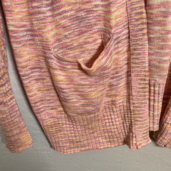 Sundance Women L Orange Pink Purple Adelaide Dreaming Open Front Knit Cardigan - Picture 5 of 11